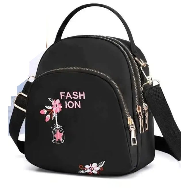 backpack black-1 Embroidery Work Mini Backpack for Women - Image 1